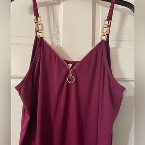 Elegant Raspberry Top with Gold Accents - tried on but never wore. No tags.